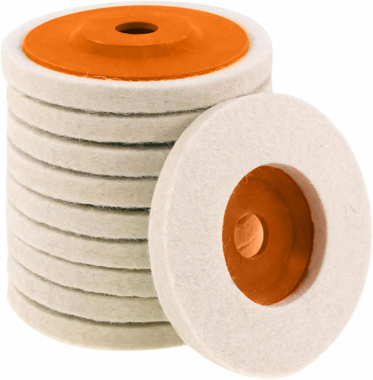 10 Pcs 4 Inch Wool Felt Polishing Wheel Disc,Wool Polishing Wheel Disc for 5/8" Arbor Angle