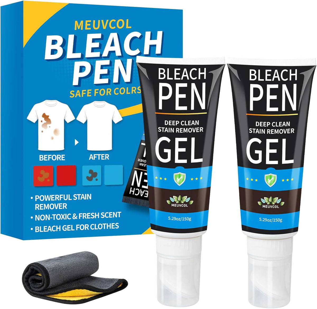 Bleach Pen for Clothing, 10.5 fl oz Stain Remover Pen for Whites & Colors, Portable Bleach Stick