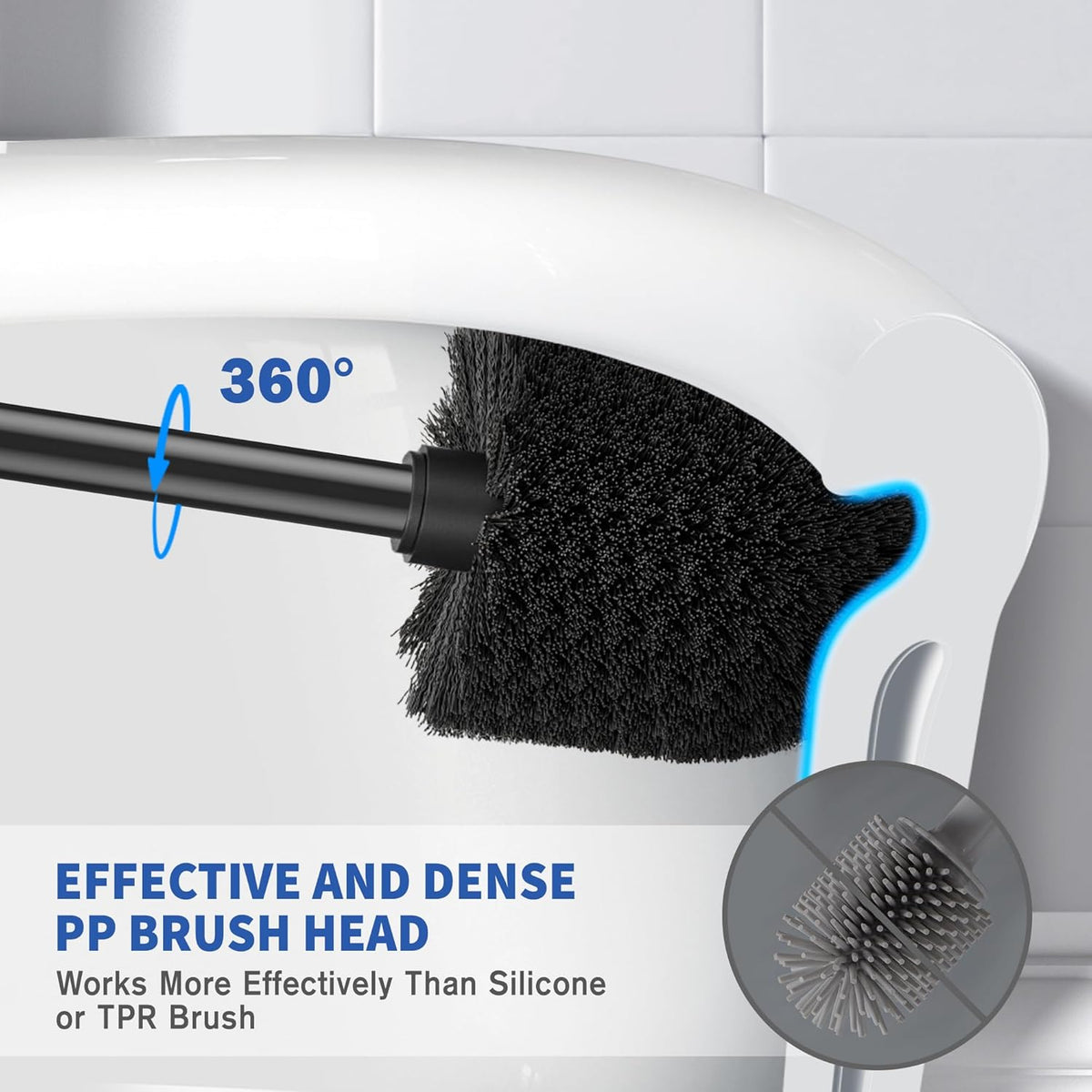Toilet Brush and Holder, Toilet Brush Stainless Steel, Toilet Bowl Brush for Bathroom