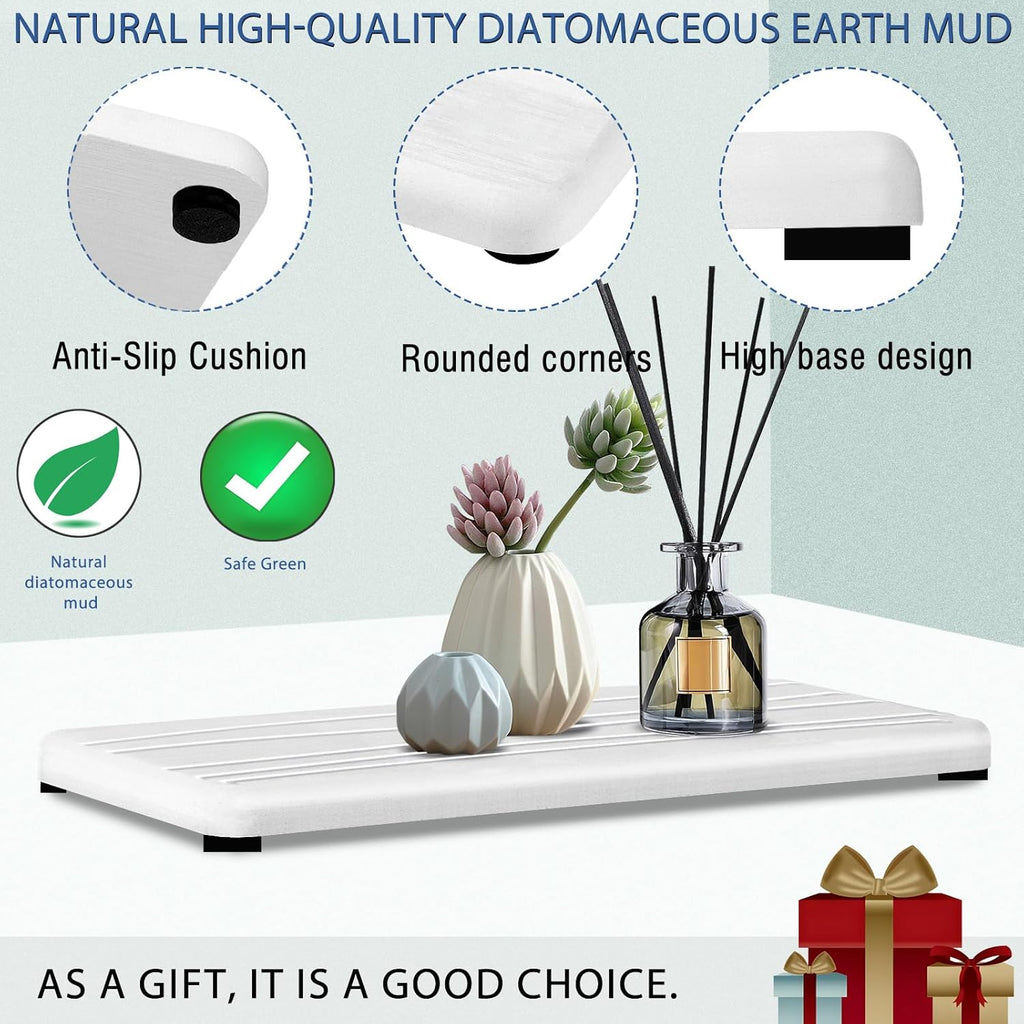 2PCS Water Absorbing Stone Tray, Fast Drying Stone Sink Tray, Water Absorbent Diatomite Trays