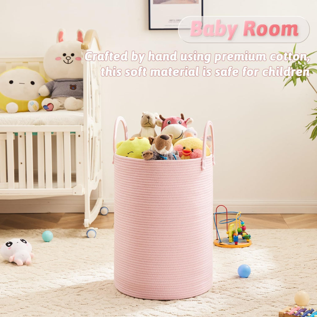 Laundry Basket,Woven Cotton Rope Laundry Hamper,40L for Decorative Storage of Dirty Clothes,Toys