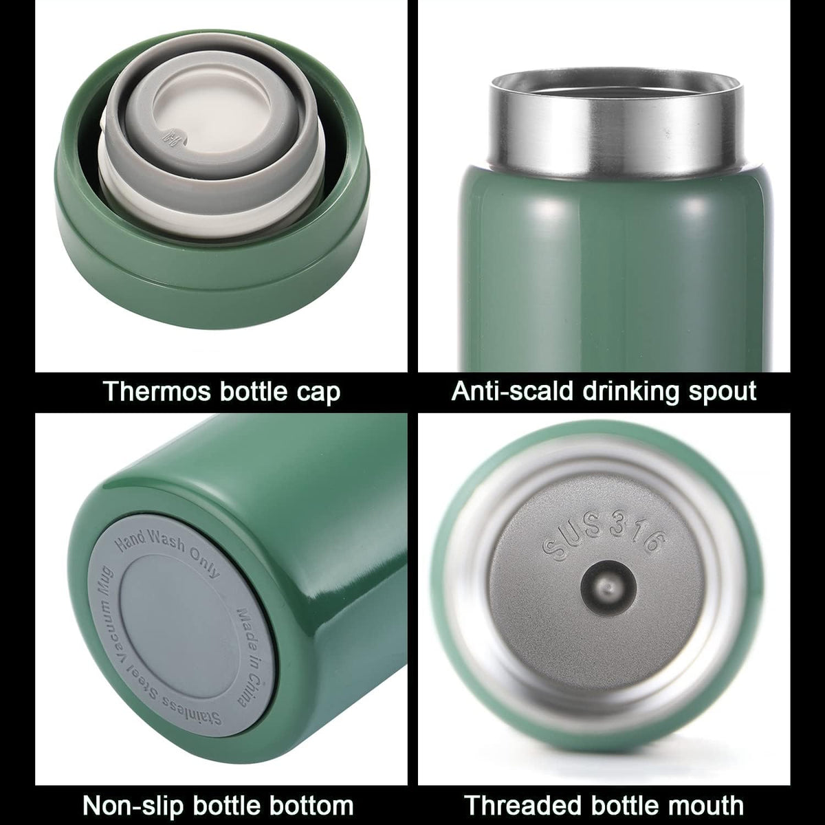 Mini Thermos Cute Water Bottle - 7 oz Tiny Insulated Vacuum 18/10 Stainless Steel Small Flask