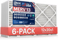 BNX TruFilter 12x20x1 Air Filter MERV 13 (6-Pack) - MADE IN USA - Electrostatic Pleated Air