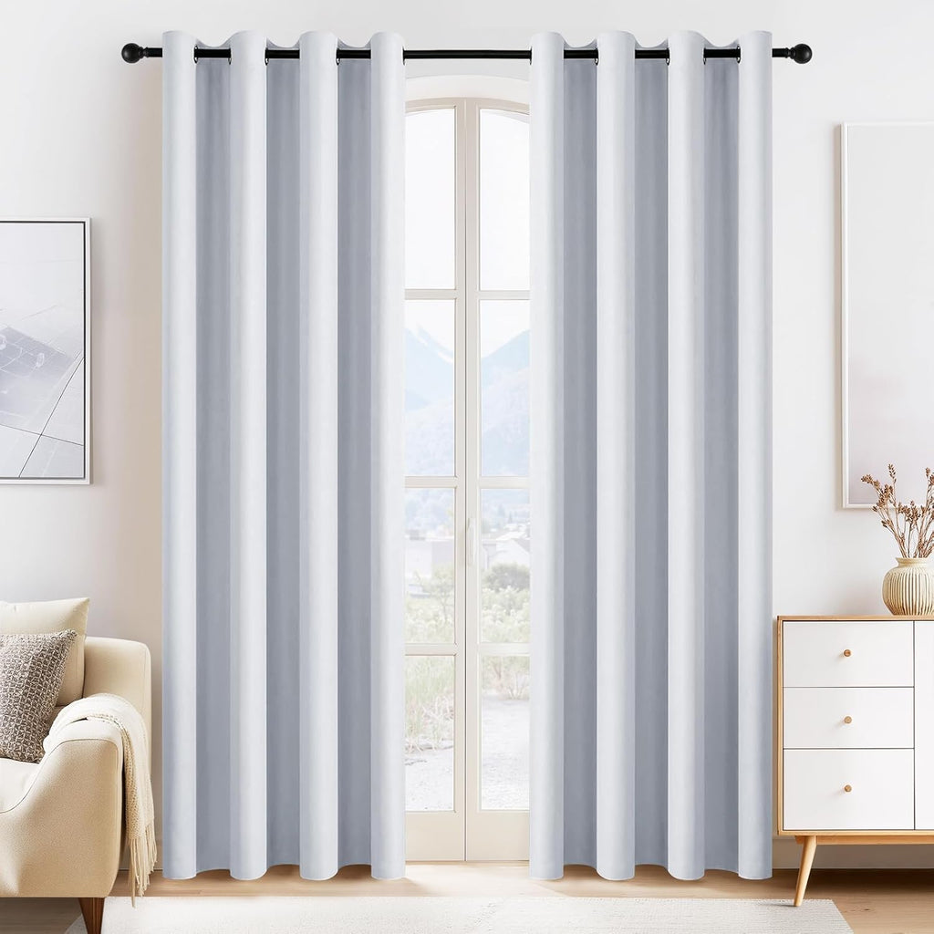 PONY DANCE Room Darkening Curtains for Bedroom - Solid Grommet Top Thermal Insulated Curtain Panels