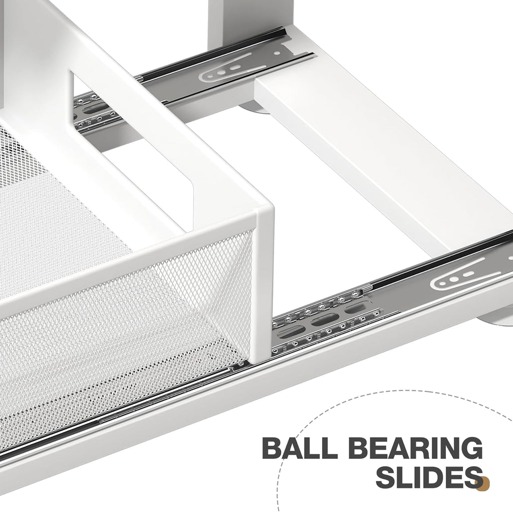 2 Pack 18.5IN-Depth Under Sink Organizer With Next-Gen Ball-Bearing Slides,2-Tier Pull Out Cabinet