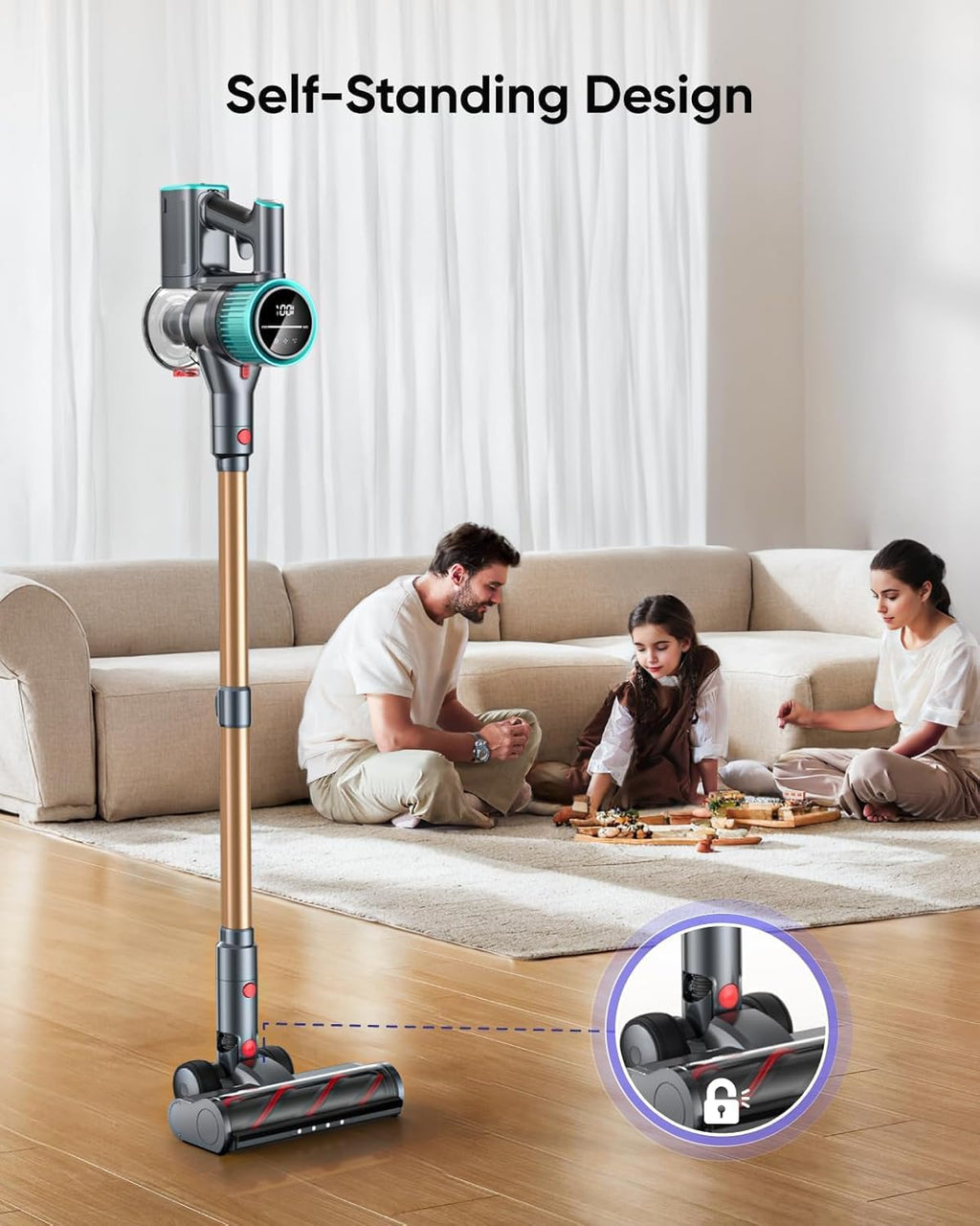 Cordless Vacuum Cleaner, 50Kpa 600W Vacuum Cleaners for Home, 60 Mins Stick Vacuum Cordless