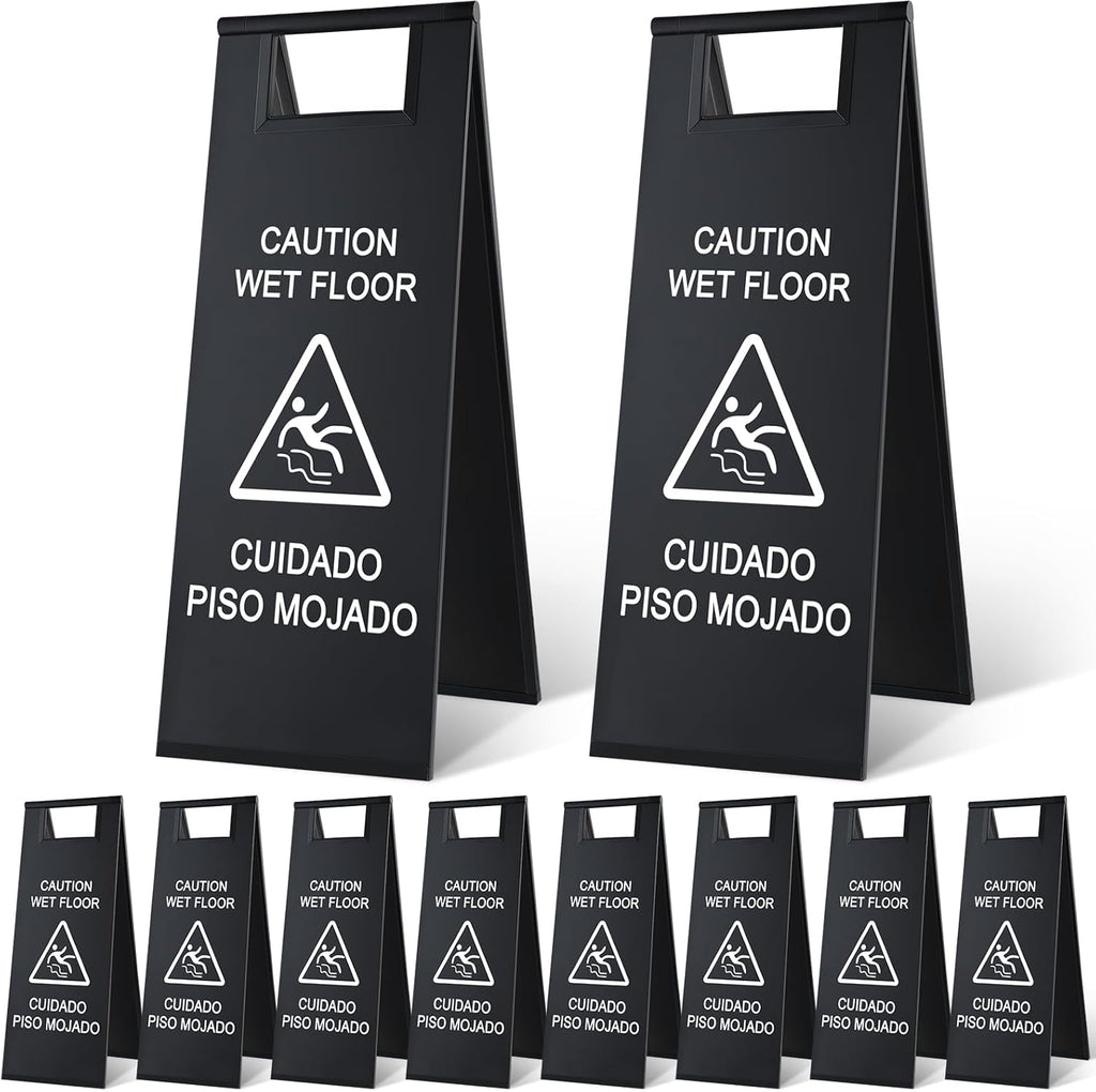8 Pcs 24 Inch Stainless Steel Wet Floor Sign 8.8 Pound Caution Wet Floor Sign Bulk Double Sided