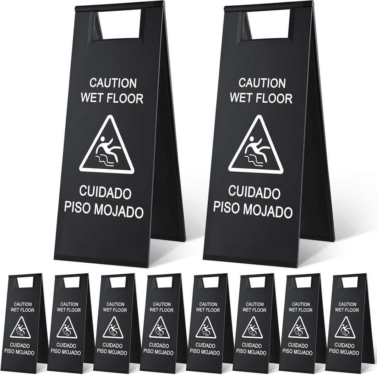 8 Pcs 24 Inch Stainless Steel Wet Floor Sign 8.8 Pound Caution Wet Floor Sign Bulk Double Sided