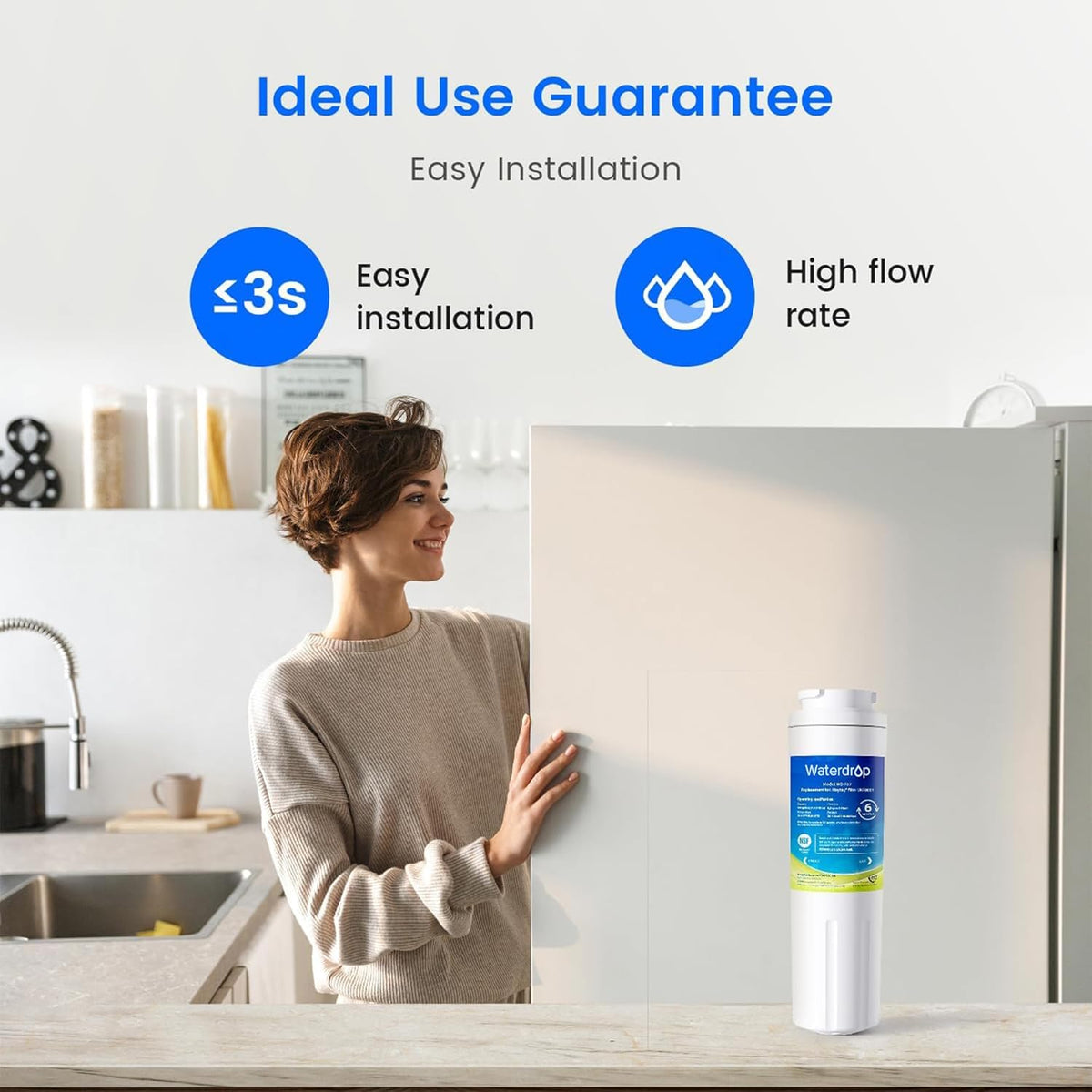 Waterdrop EDR4RXD1 Refrigerator Water Filter,Replacement for EveryDrop® Filter 4, Whirlpool®