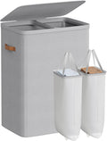 SONGMICS Laundry Basket, 44.9 Gal. Laundry Hamper, 2 Compartments, Easy Assembly, with Lid and