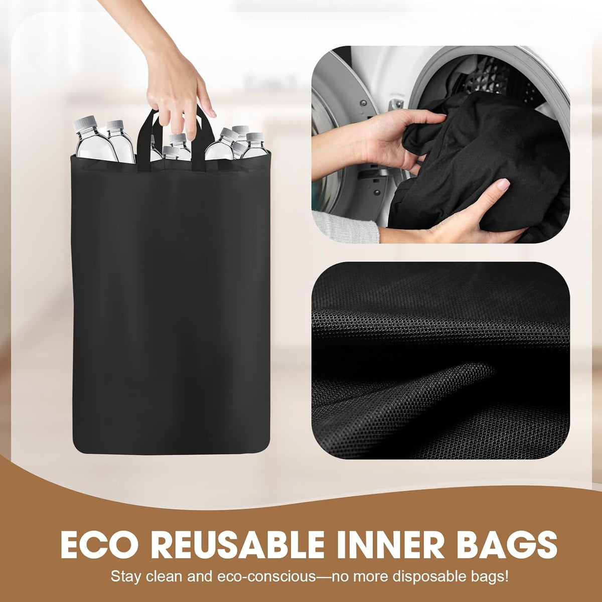 Recycling Bin for Kitchen 26 Gallon 100L, Indoor Recycle Bins with Lid, Hands-Free Access, Sorting