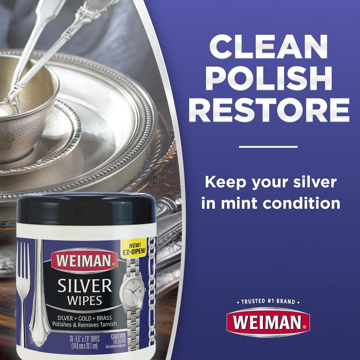 Weiman Jewelry Polish Cleaner, Tarnish Remover Wipes - 20 Count - Use on Silver Jewelry Antique