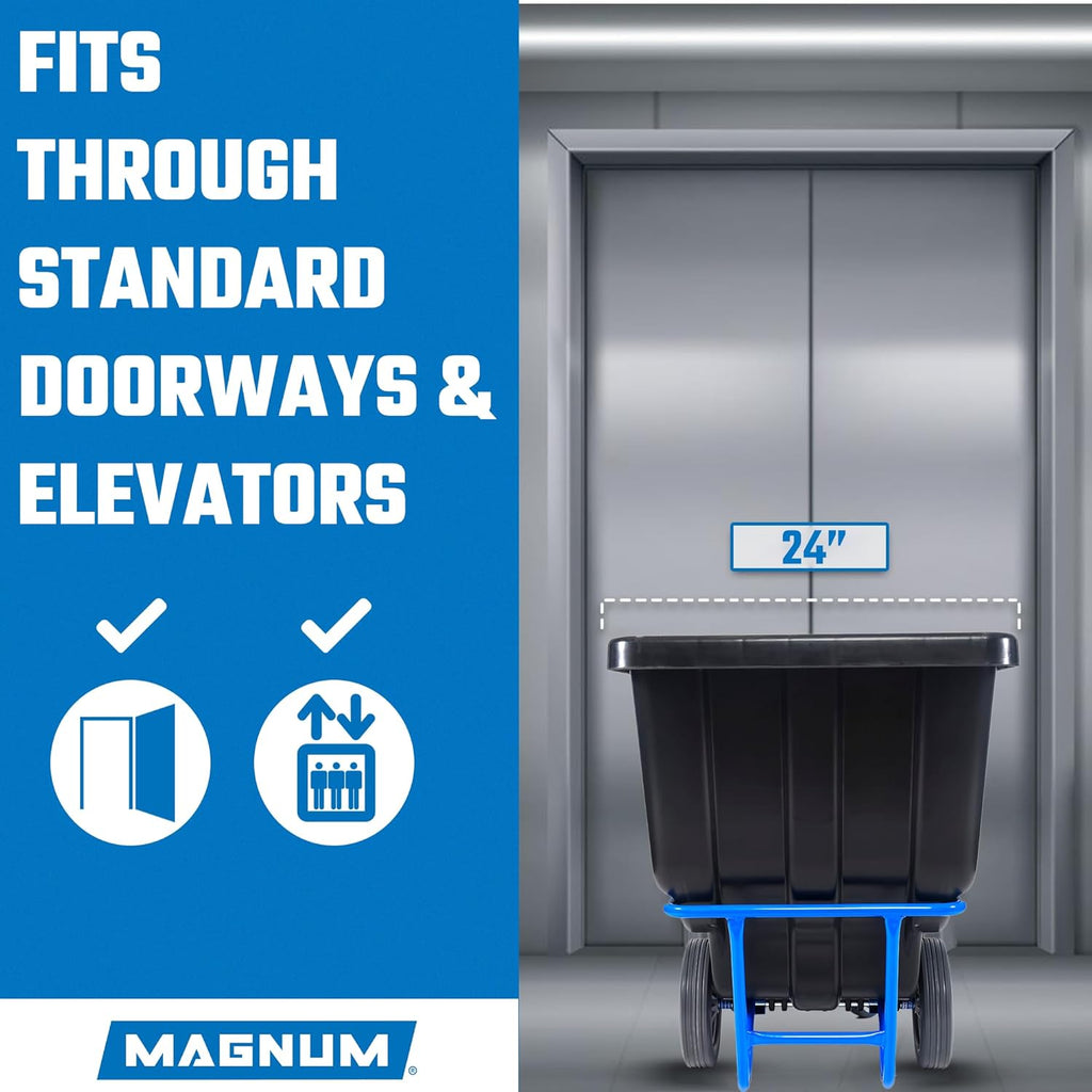 Tilt Truck, 1/2 Cu. Yd. Capacity Dump Cart with Non-Marking 12” Wheels & 5” Casters & Forklift-able