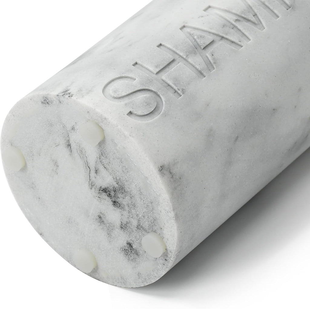 Matte White Shampoo Dispenser Modern Refillable Pump Bottle with Embossed Text, Durable Resin
