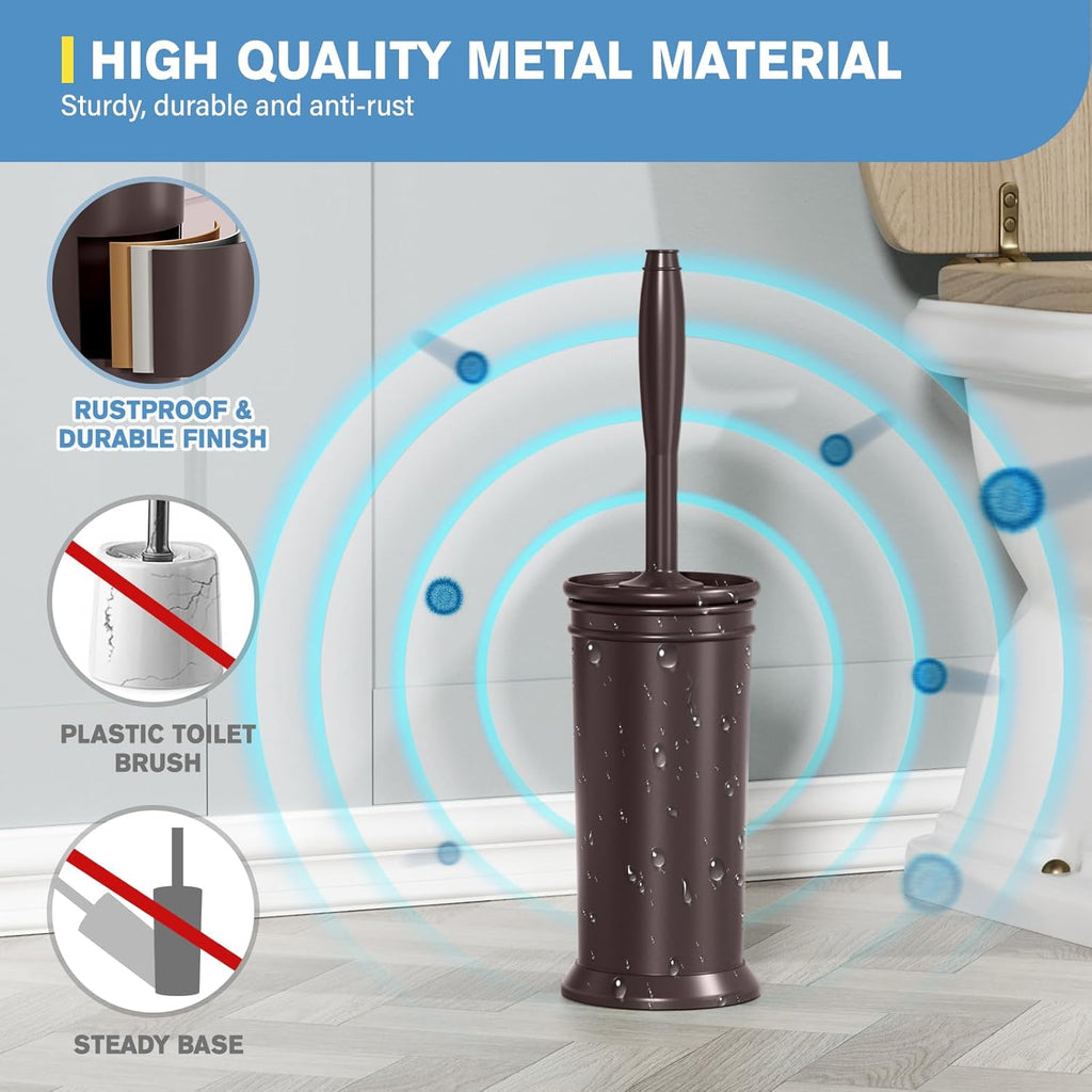 UPTRONIC Toilet Brush, Aluminum Alloy Toilet Brush and Holder Set with Extra Long Handle Durable