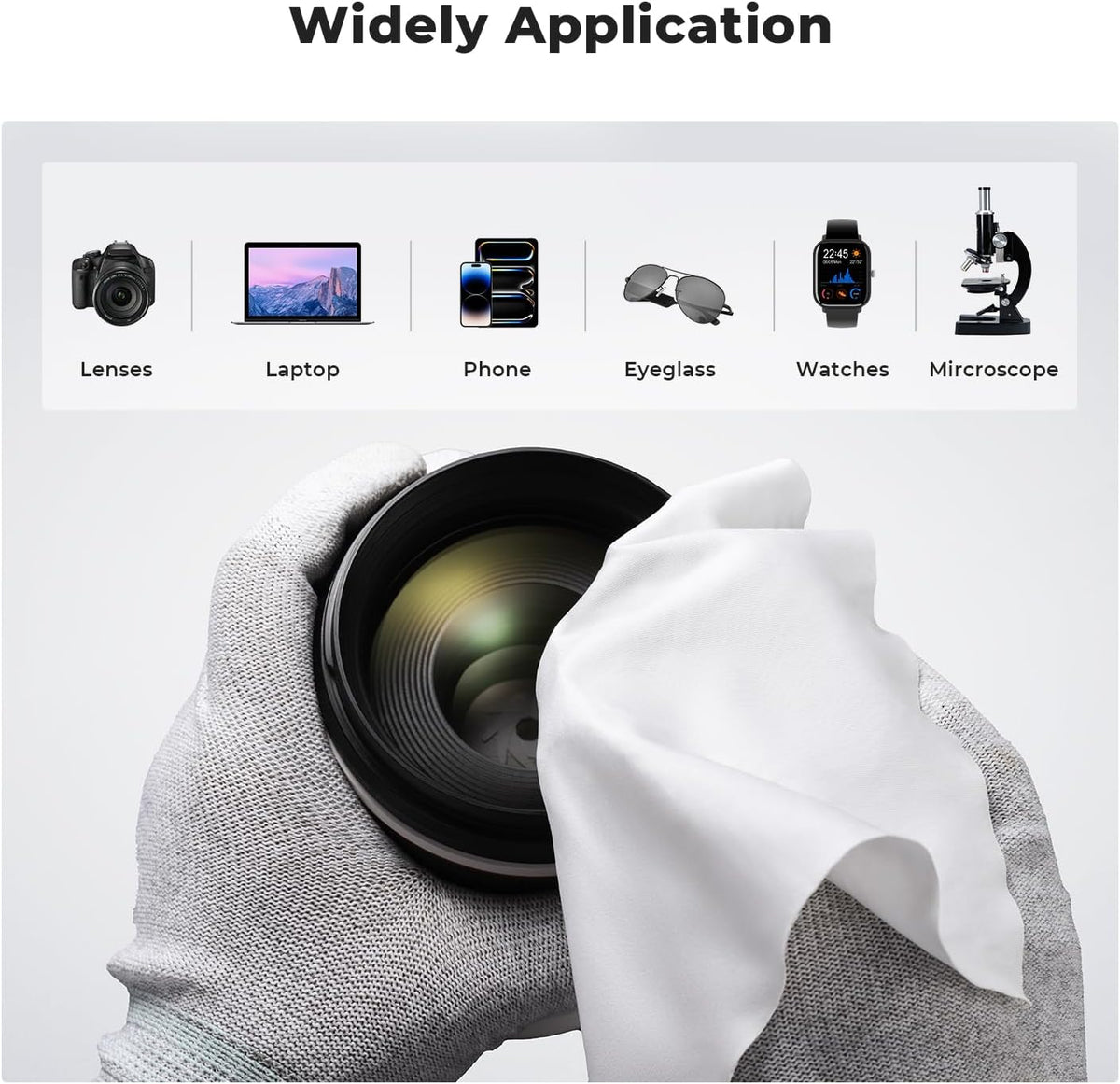 K&F CONCEPT 3 Pack Microfiber Cleaning Cloths, 6x6in Glasses Cleaning Cloths, Premium Camera Lens