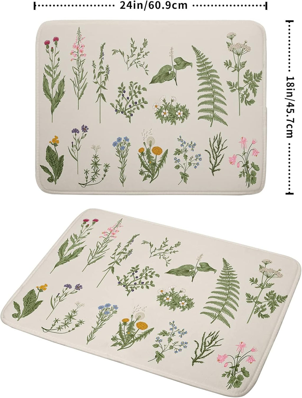 Sage Herb Dish Drying Mat For Kitchen Counter 18x24 In Leaves Microfiber Absorbent Dishes Pad Wild