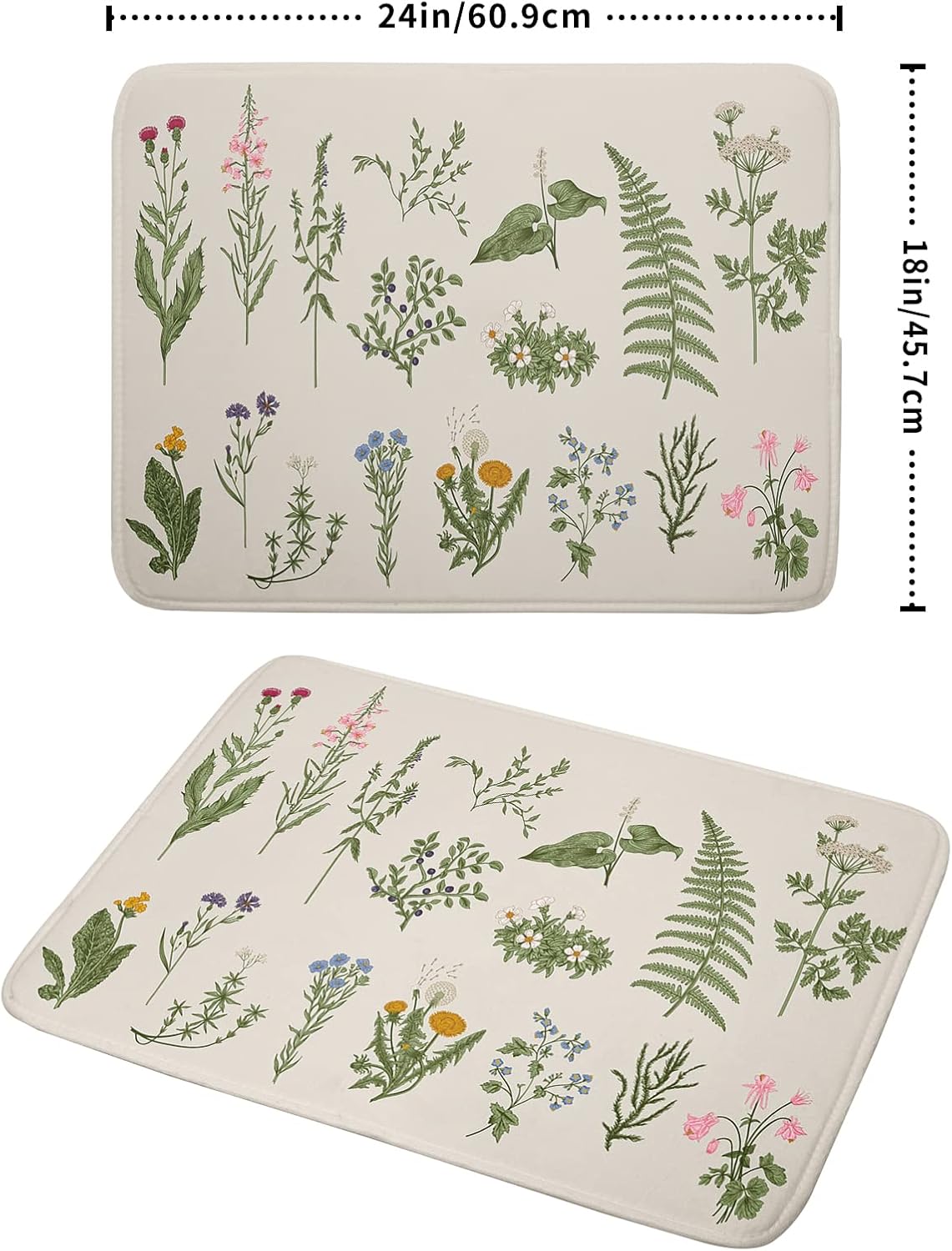 Sage Herb Dish Drying Mat For Kitchen Counter 18x24 In Leaves Microfiber Absorbent Dishes Pad Wild