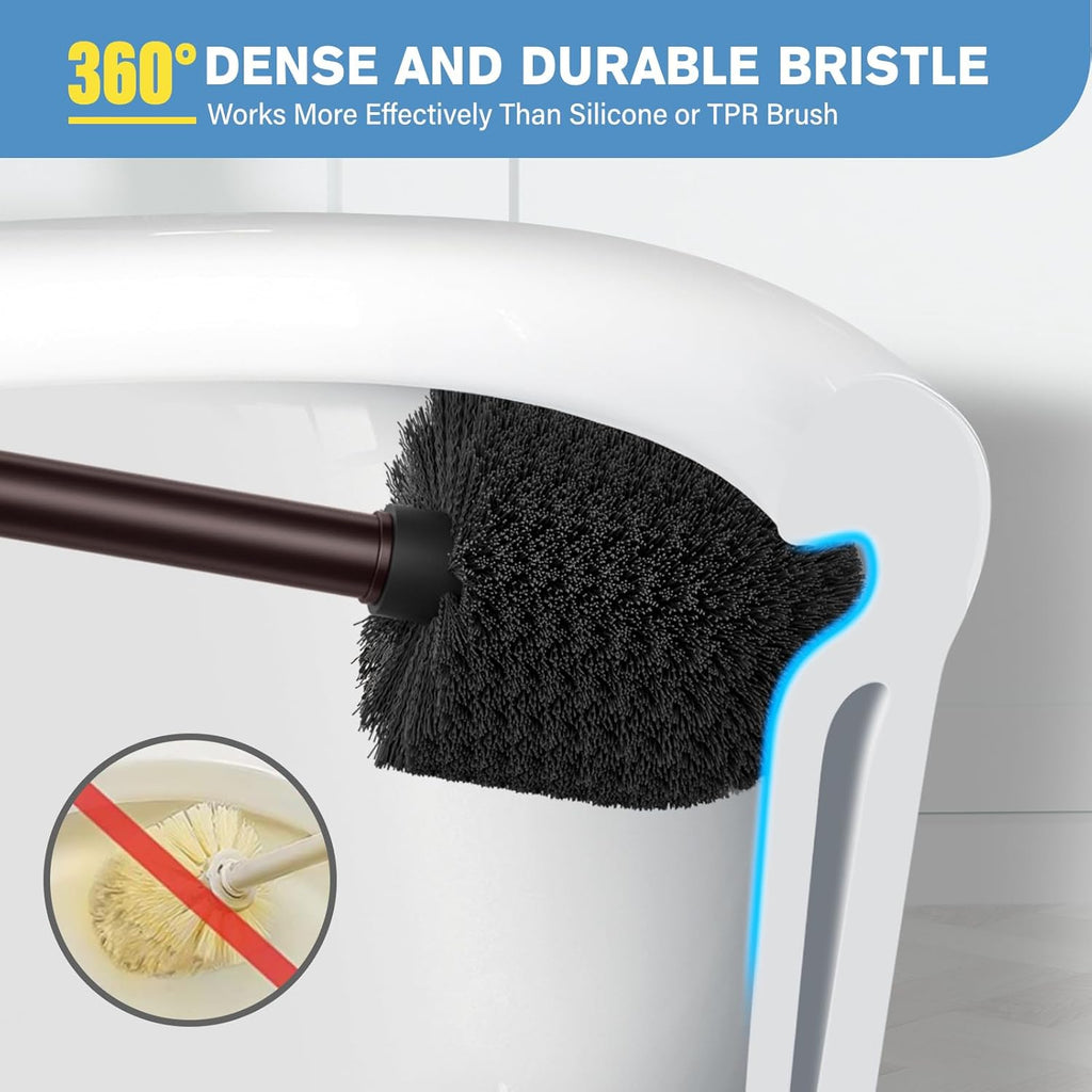 UPTRONIC Toilet Brush, Aluminum Alloy Toilet Brush and Holder Set with Extra Long Handle Durable