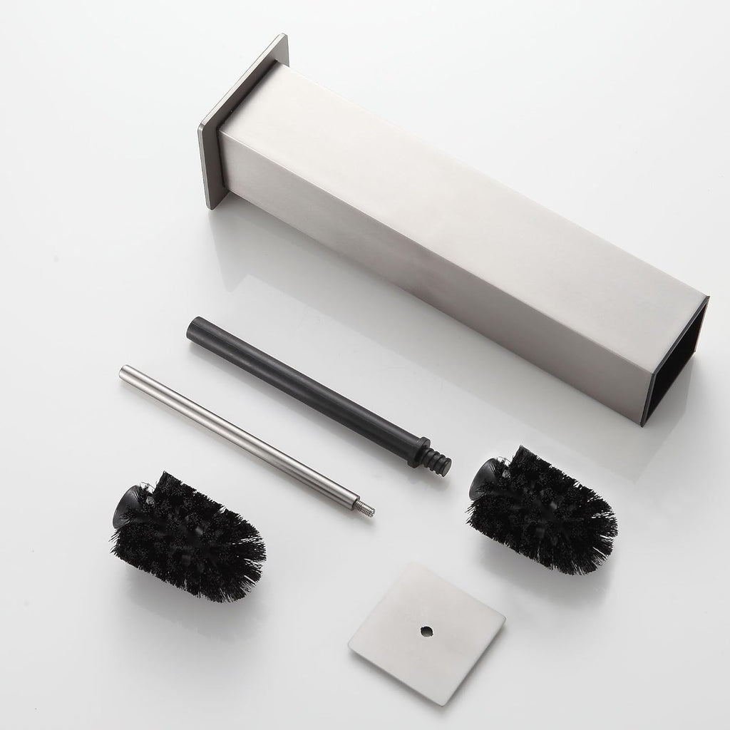 Brushed Nickel Toilet Brush and Holder,Toilet Bowl Brush with Extra Long Handle