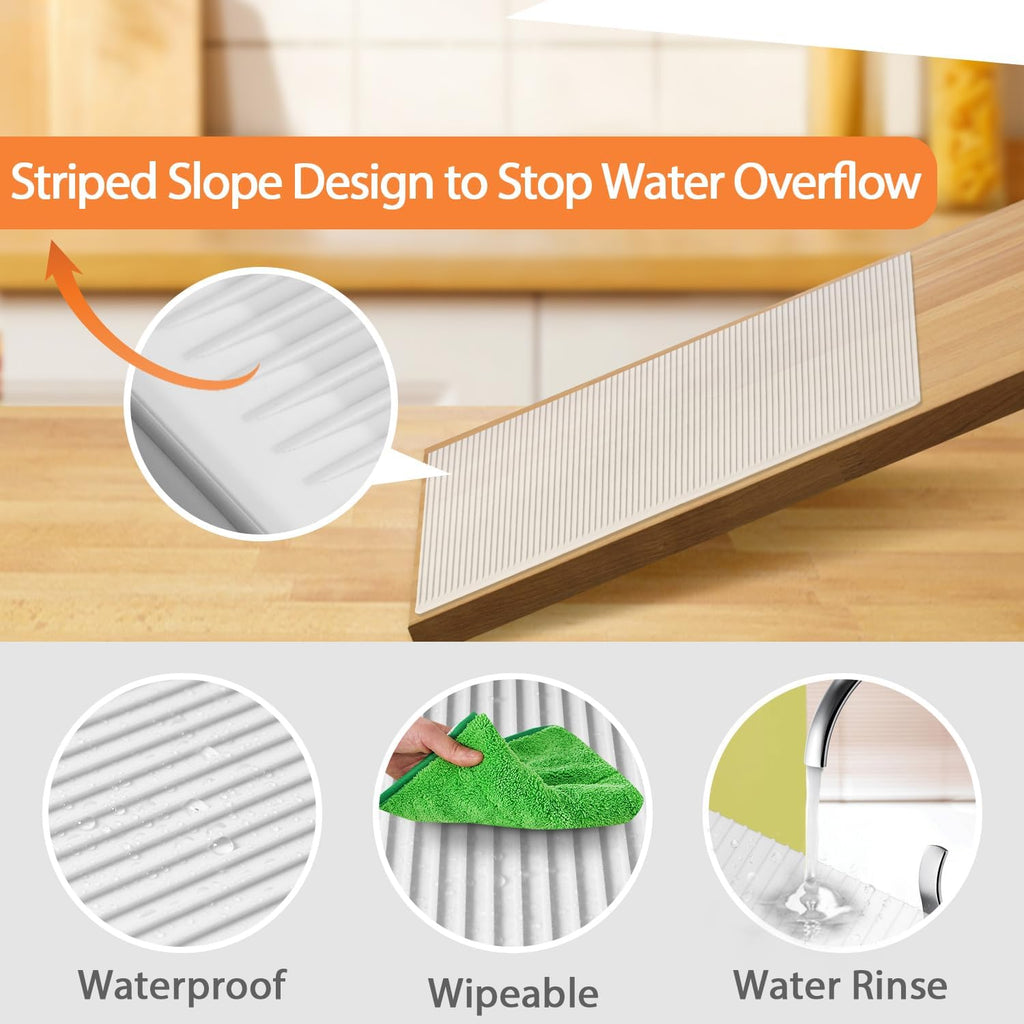 GOYLSER Silicone Refrigerator Liner for Glass Shelves Washable, Striped Fridge Liners for Shelves