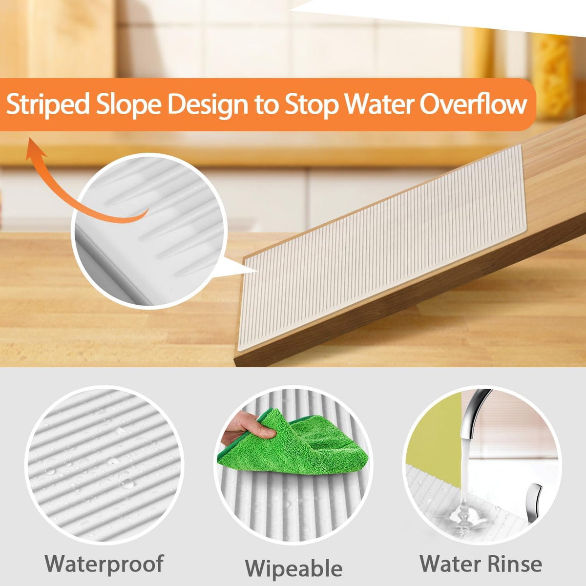 GOYLSER Silicone Refrigerator Liner for Glass Shelves Washable, Striped Fridge Liners for Shelves