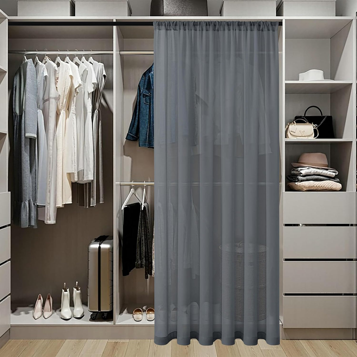 Tollpiz Sheer Door Curtains Closet Linen Textured Curtain Sheers Doorway Light Filtering Voile
