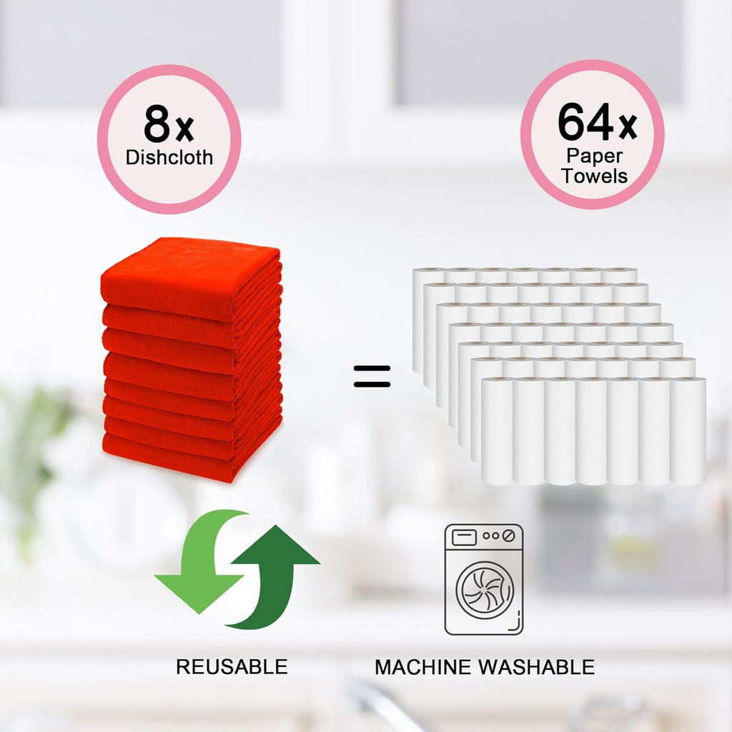 kimteny 13x28 Inches Kitchen Cloth Dish Towels, 400 GSM Premium Dishcloths, Super Absorbent Coral