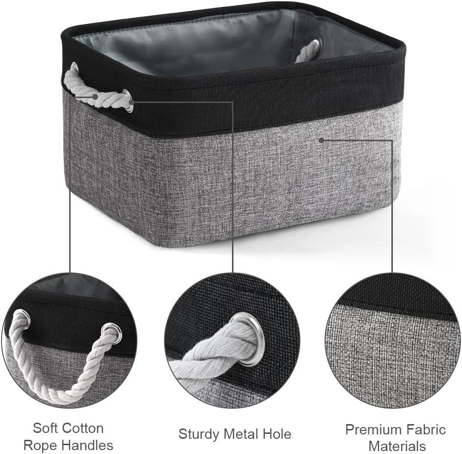 TheWarmHome Storage Basket for Organizing - 14x10x7 inch Medium 3 Pack Collapsible Storage Bin for