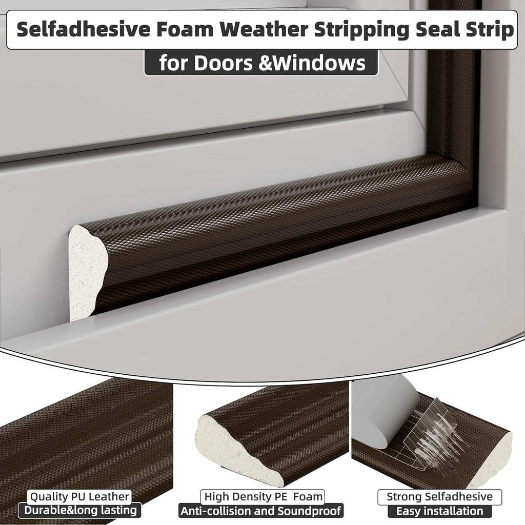 3 Pack*16.4 Ft Weather Stripping Seal Strip for Doors,Soundproofing Window Insulation Draft Stopper