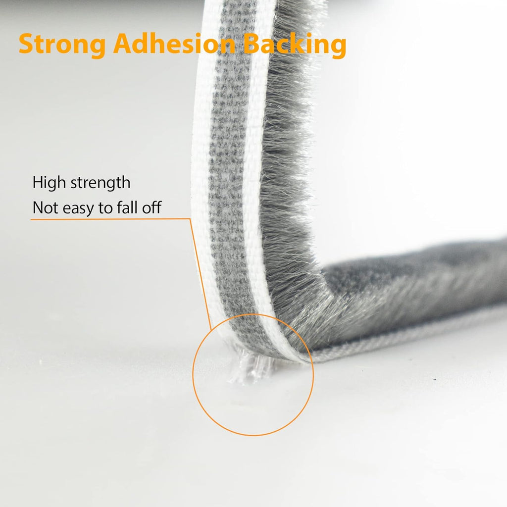 39.4FT Brush Weather Stripping, Neat Pile Self Adhesive Seal Strip for Windows and Door