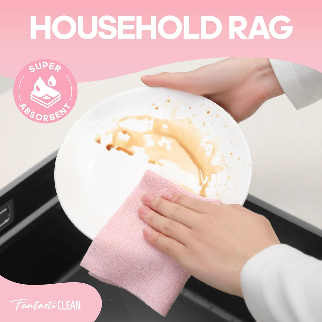 Fantasticlean Microfiber Cleaning Cloth Roll -60 Pack, Tear Away Paperless Towels, 8" x 8"