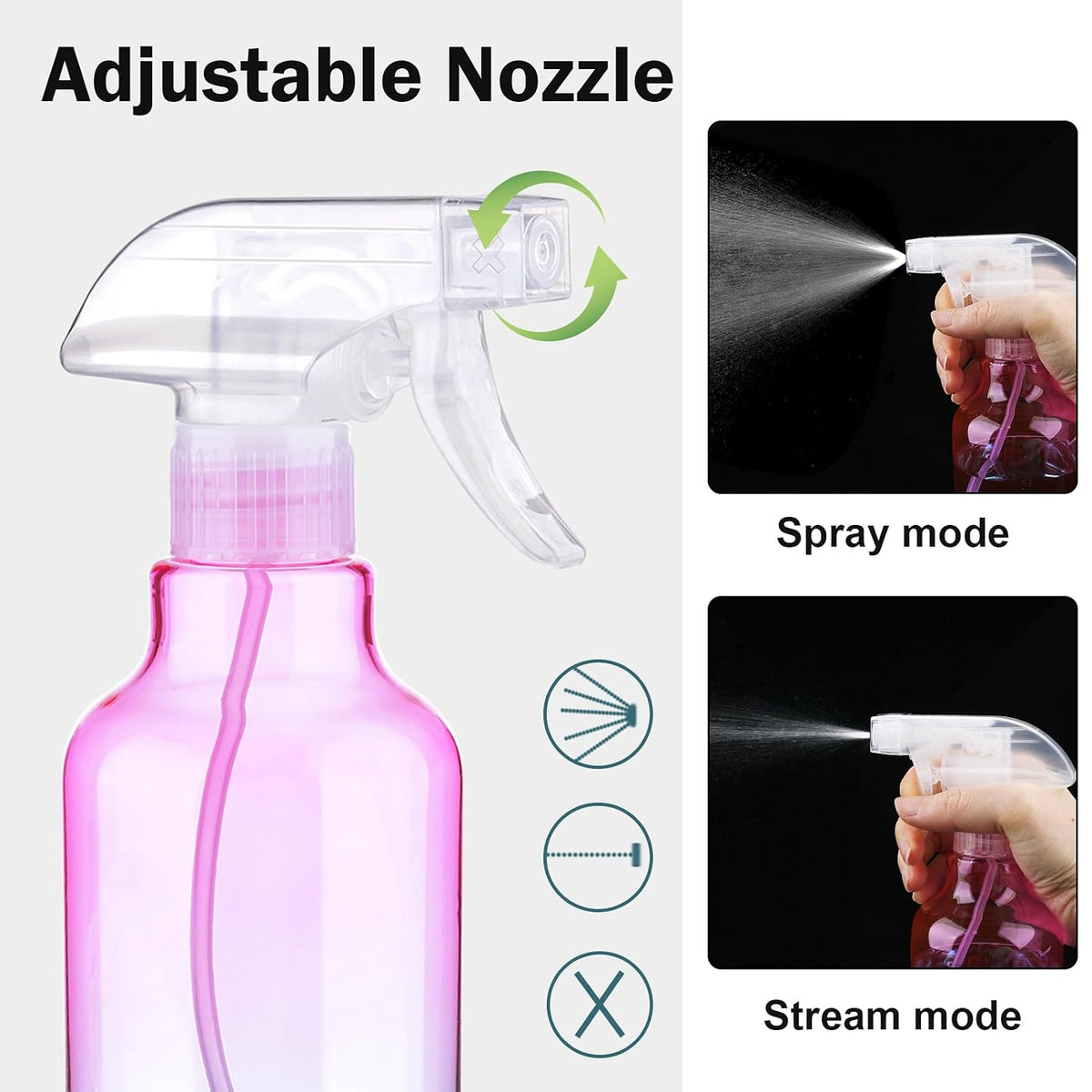 Plastic Spray Bottle 16.9oz Empty Spray Bottles Refillable Container Trigger Sprayer for Cleaning
