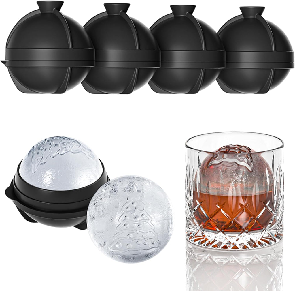 Novelty Christmas Snowflake Tree Ball Ice Maker Mold Set of 4, Funny Christmas Snowflake Tree Gifts