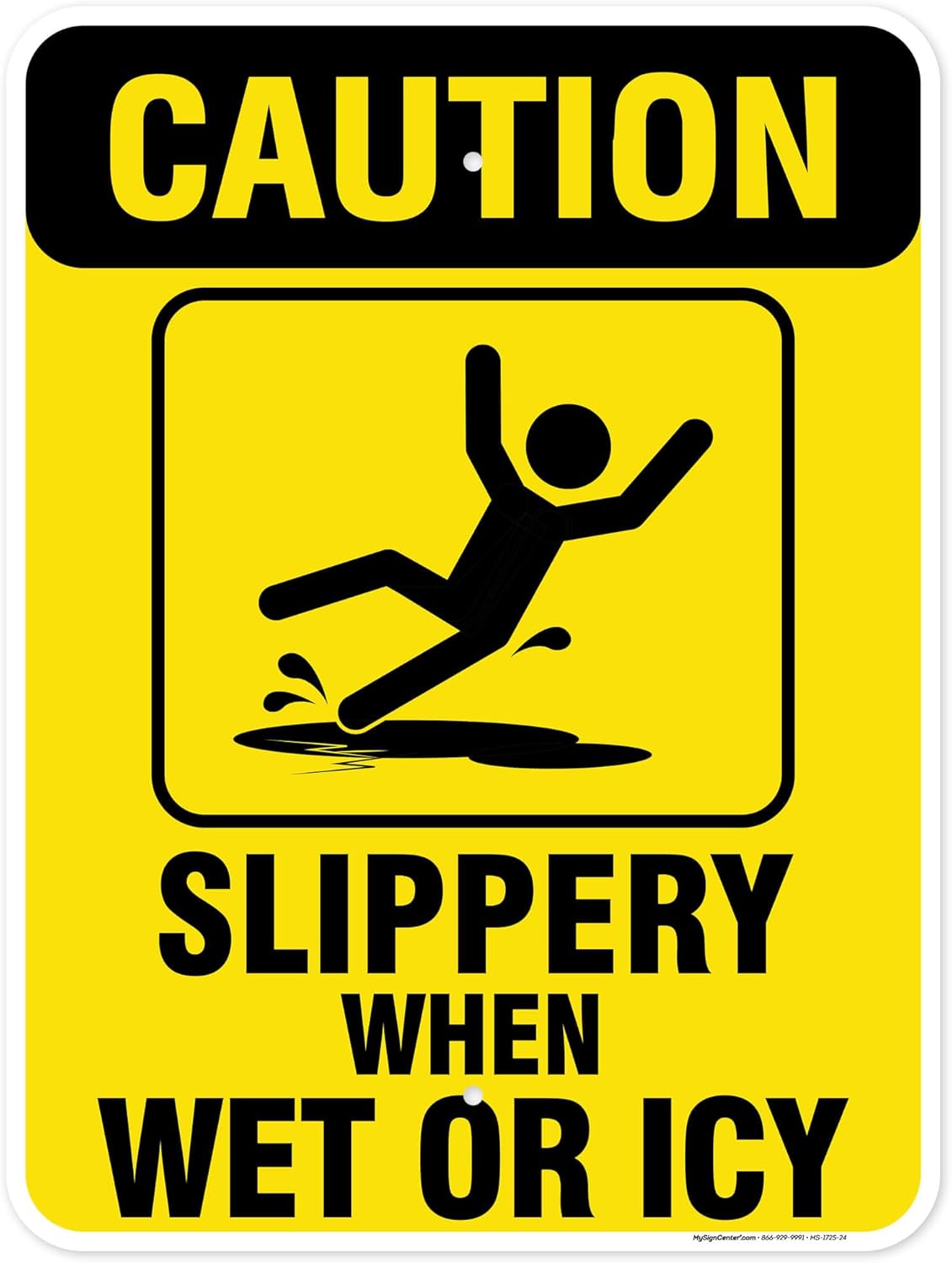 Caution Slippery When Wet Sign or ICY Sign, 18"x24" Polyethylene, Indoor/Outdoor Use, USA MADE By