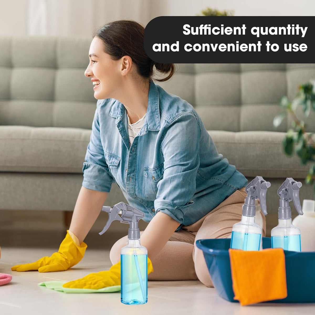 Eccliy 12 Pcs 16 Oz Plastic Spray Bottle, Adjustable Empty Reusable Sprayer for Cleaning, Planting