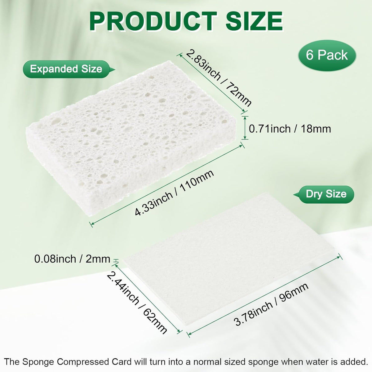 6-Pack Kitchen Sponges, Condense Eco Cellulose Non-Scratch Scrub Heavy Sponge for