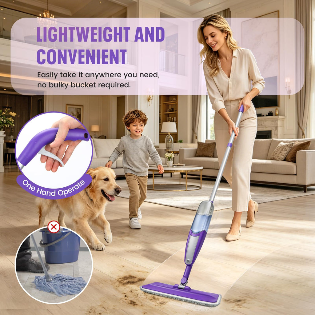 Beyoco Spray Mop for Hardwood Floors Cleaning with 3 Washable Pads