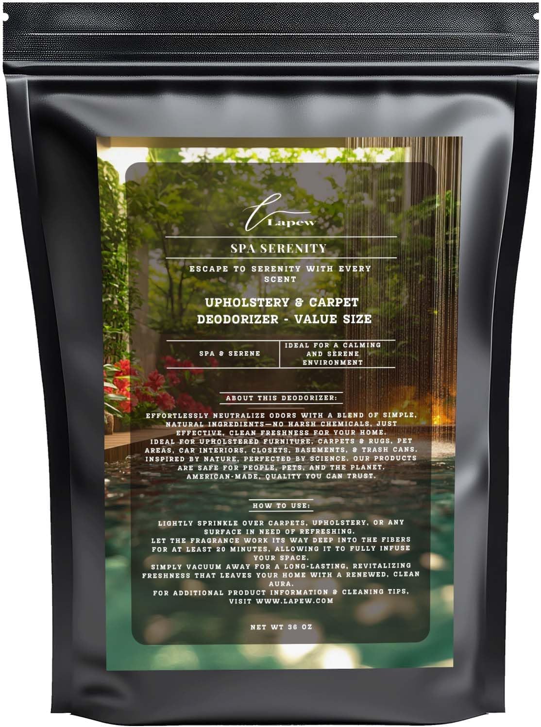 Spa Serenity Carpet Freshener Powder Refill 36 oz | Powerful Odor Eliminator for Home | Upholstery