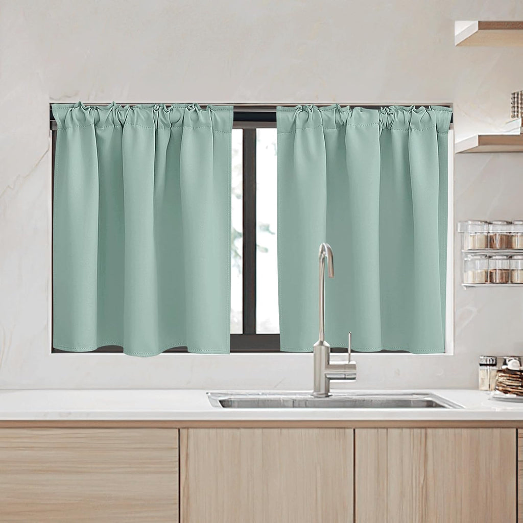 RYB HOME Kitchen Window Curtains - Blackout Privacy Half Window Curtains for Bedroom Bathroom