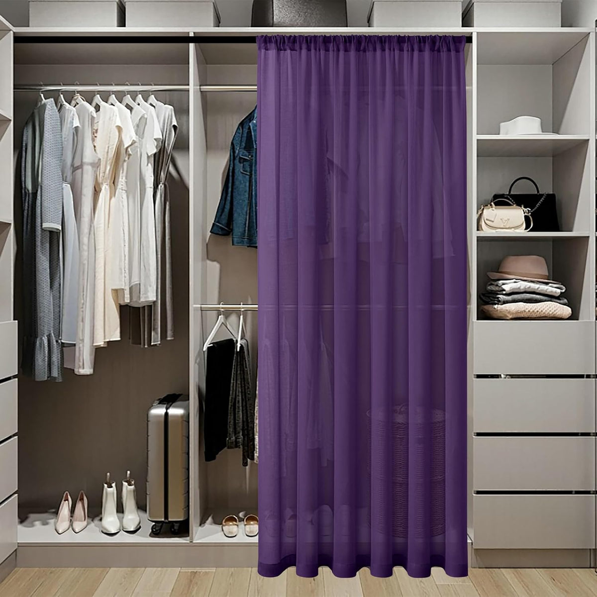 Tollpiz Sheer Door Curtain Closet Linen Textured Curtain Sheers Doorway Light Filtering Voile