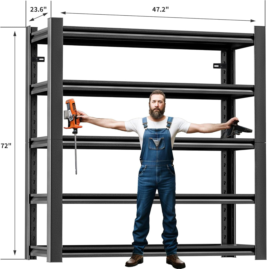 Garage Shelving,5 Tier 72"X47.2"X23.6"Inches,Storage Shelves Heavy Duty Thickened Metal Shelves