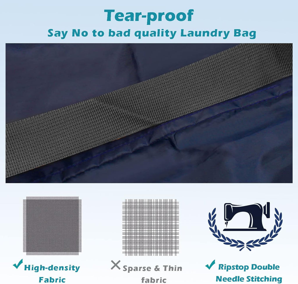 Heavy Duty Laundry Bag 2 Pack XL Nylon Laundry Bags with Straps, Washable Large Dirty Clothes