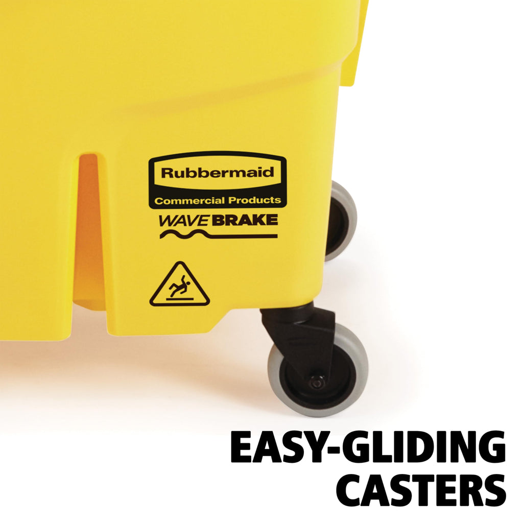 Rubbermaid Commercial Products WaveBrake 26 Qt. Side-Press Mop Bucket and Wringer Combo on Wheels