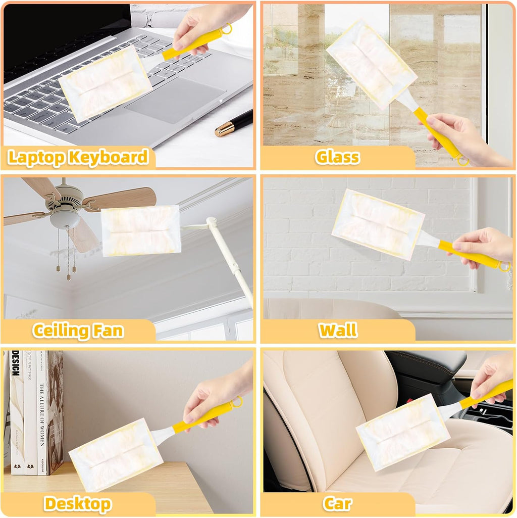 52 Count Disposable Duster Refills for Cleaning, 180° Dusters Refills Compatible with Swiffer