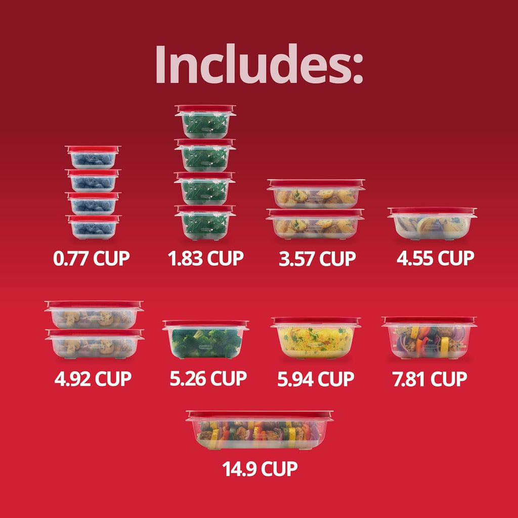 Rubbermaid EasyStore Rectangle, Square, and Round Containers, 34-Piece Set, Food Storage