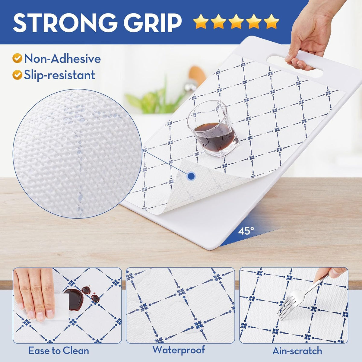 Drawer Shelf and Cabinet Liner, Thick Strong Grip,Shelf Liners Non-Adhesive Liners Protect Kitchen