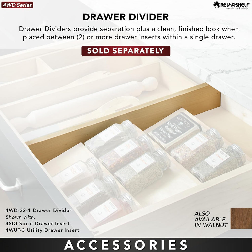 Rev-A-Shelf Trim-to-Fit Shallow Drawer Organizer for Kitchen Utensils, Cutlery Cabinet Storage