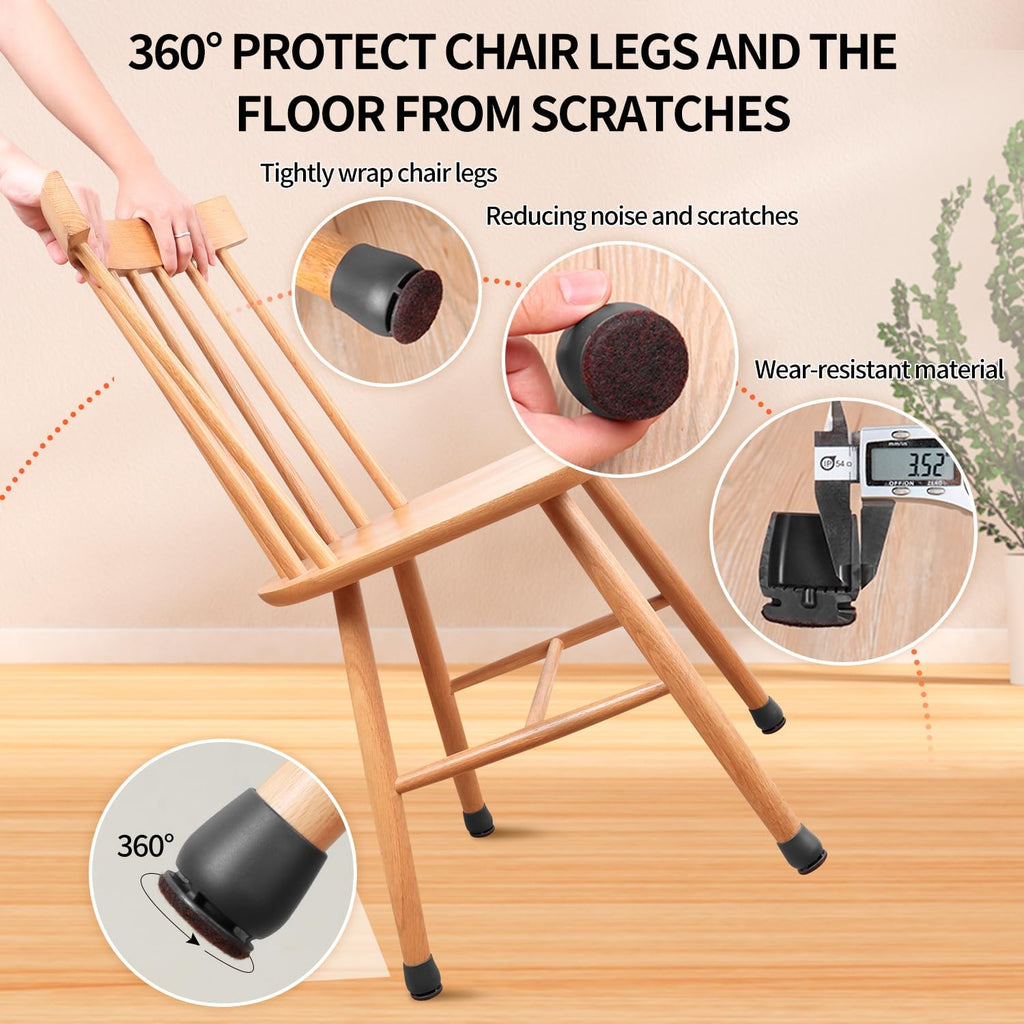 Ezprotekt 24 Pcs Round Silicone Chair Leg Floor Protectors for Wood Floors, Felt Furniture Pads
