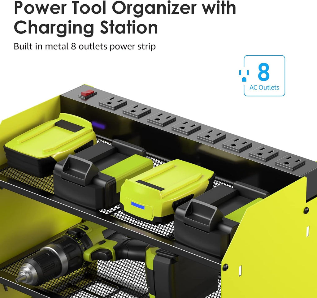 CCCEI Modular Power Tool Organizer Wall Mount with Charging Station. Garage 4 Drill Storage Shelf